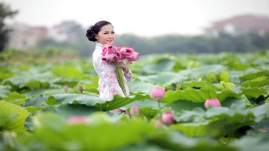 Linh Nga biểu diễn với hoa Sen