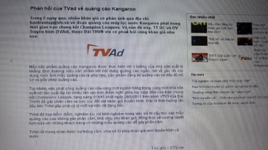 VTV kiểm điểm về "thảm họa quảng cáo Kangaroo”