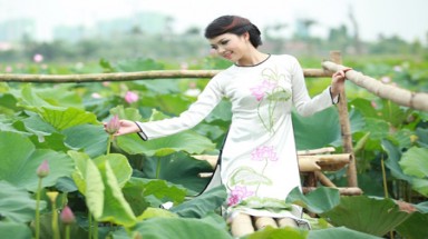   Thiếu nữ yêu kiều bên cánh hoa sen