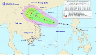 Vùng áp thấp đã mạnh lên thành áp thấp nhiệt đới