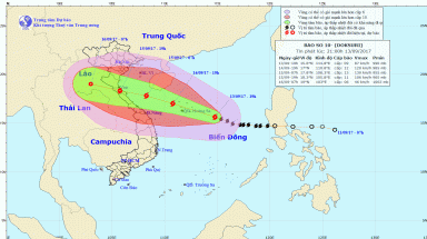 Bão số 10 cách quần đảo Hoàng Sa khoảng 290km về phía Đông Đông Nam