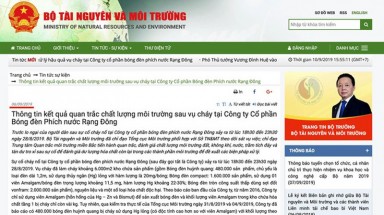 Sau khi biến mất, kết quả quan trắc Rạng Đông trở lại web Bộ TN-MT