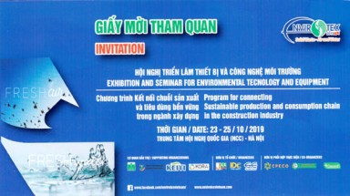 Mời tham dự Hội nghị -Triển lãm Thiết bị và Công nghệ Môi trường 2019