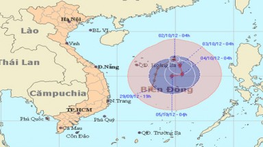   Bão số 7 mạnh thêm và khả năng di chuyển về hướng Tây 