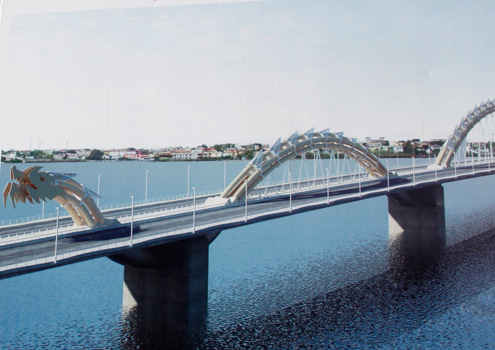 Mô[-]hình[-]cầu[-]Rồng[-]sau[-]khi[-]hoàn[-]thiện.[-]Ảnh:[-]Nguyễn[-]Đông